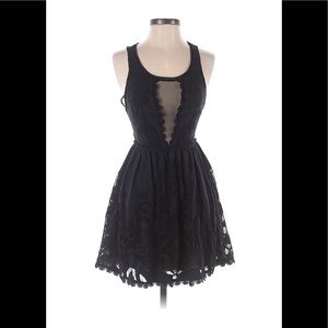 Free people black lace dress sz Xs